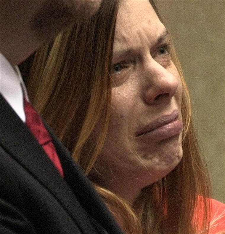 Kristina Hensley cries during sentencing at Butler County Common Pleas Court in Hamilton, Ohio, Thursday.